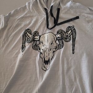 Under Armour White Hoodie with Skull and Snake Design
